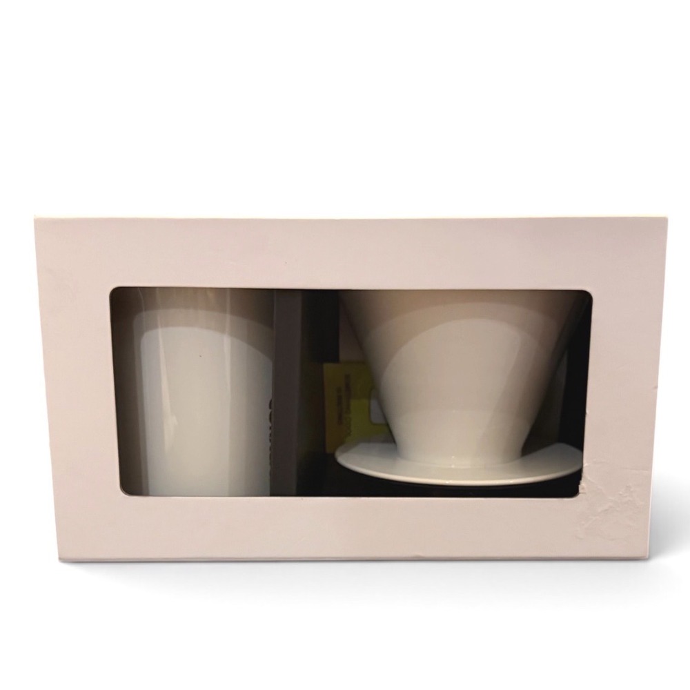Corkcicle Pour Over Kit White Ceramic Stainless Steel Coffee Gift Set Insulated